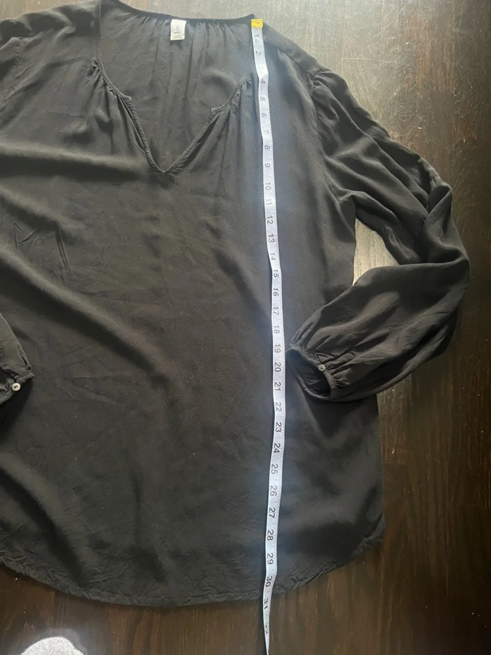 Old Navy Black V-Neck Long Sleeve Top with Gathered Neckline XL TALL - Picture 5 of 8